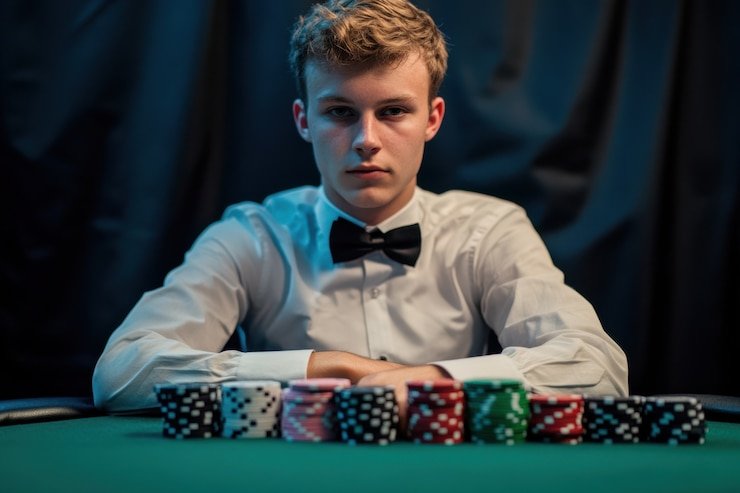 Live Bandar Poker table with dealer and visible card outcomes at profit77